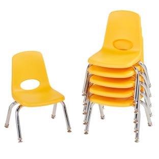 10" Stack Chair with Swivel Glides - 6 Pack - Yellow