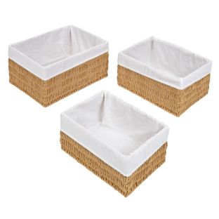 Discount School Supply® Paper Rope Baskets with Fabric Lining - Set of 3