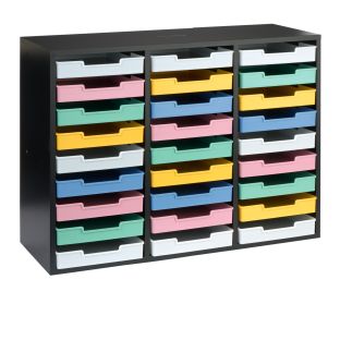 Really Good Stuff® Black 27-Slot Mail Center With Bold Vibes Trays