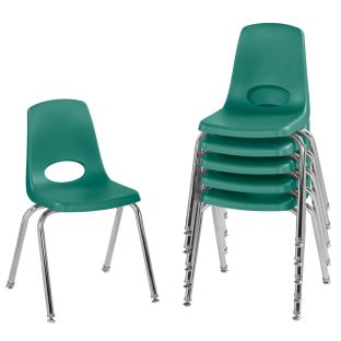16" Black Stack Chair with Swivel Glides, 6-Pack - Green