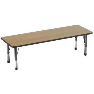 24" x 72" Rectangle T-Molding Activity Table with Adjustable Chunky Legs - Pasadena Oak/Black