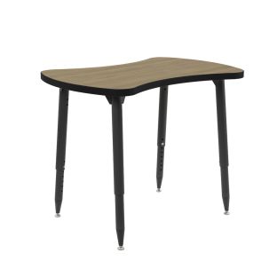 Adapte 25" x 37" Bowtie Thermofused Activity Table with Adjustable Tapered Legs - Pasadena Oak/Black