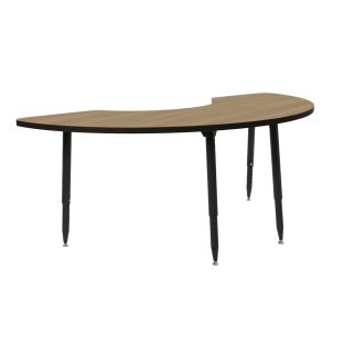 Adapte 36" x 72" Half Moon Thermofused Activity Table with Adjustable Tapered Legs - Pasadena Oak/Black
