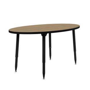 Adapte 30" x 60" Oval Thermofused Activity Table with Adjustable Tapered Legs - Pasadena Oak/Black