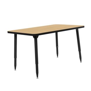 Adapte 30" x 48" Rectangle Thermofused Activity Table with Adjustable Tapered Legs - Maple/Black