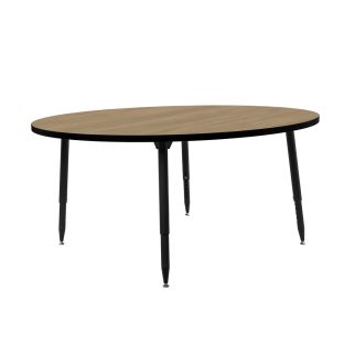 Adapte 60" Round Thermofused Activity Table with Adjustable Tapered Legs - Pasadena Oak/Black