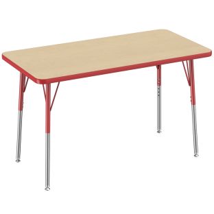 24" x 48" Rectangle Activity Table with Standard Legs - Maple/Red