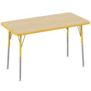 24" x 48" Rectangle Activity Table with Standard Legs - Maple/Yellow