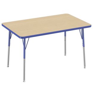 30 x 48 Rectangle Activity Table with Adjustable Swivel Glide Legs Color Blue by Factory Direct Partners