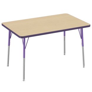 30 x 48 Rectangle Activity Table with Adjustable Swivel Glide Legs Color Purple by Factory Direct Partners