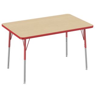 30 x 48 Rectangle Activity Table with Adjustable Swivel Glide Legs Color Red by Factory Direct Partners