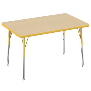 30 x 48 Rectangle Activity Table with Adjustable Swivel Glide Legs Color Yellow by Factory Direct Partners