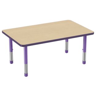 30" x 48" Rectangle Woodgrain Activity Table with Adjustable Chunky Legs - Maple/Purple