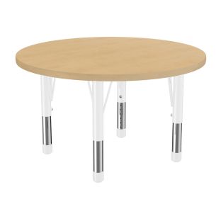 36" Round Thermofused Woodgrain Activity Table with Adjustable Chunky Legs