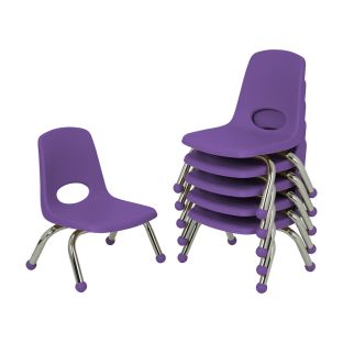 8" Stack Chair with Ball Glides, 6-Piece - Purple