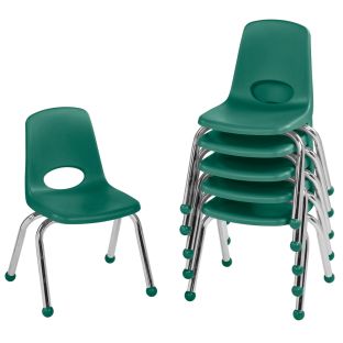 12" Stack Chair with Ball Glides, 6-Pack - Green