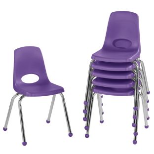 16 Stack Chair with Ball Glides Set of 6 Color Purple by Factory Direct Partners