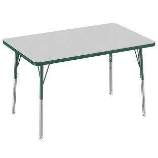 30 x 48 Rectangle Activity Table with Adjustable Swivel Glide Legs Color Gray Top with Green Edge by Factory Direct Partners