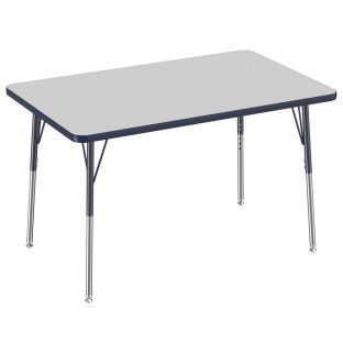 30 x 48 Rectangle Activity Table with Adjustable Swivel Glide Legs Color Gray Top with Navy Edge by Factory Direct Partners