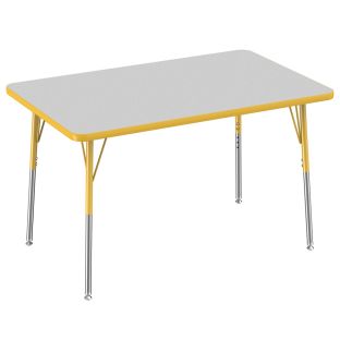 30 x 48 Rectangle Activity Table with Adjustable Swivel Glide Legs Color Gray Top with Yellow Edge by Factory Direct Partners