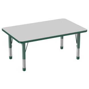 30 x 48 Rectangle Activity Table with Adjustable Chunky Legs Color Gray Top with Green Edge by Factory Direct Partners