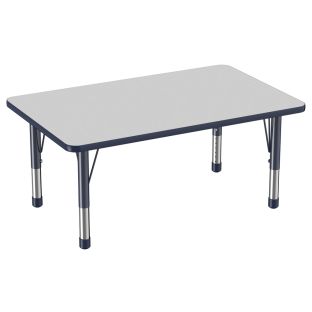30 x 48 Rectangle Activity Table with Adjustable Chunky Legs Color Gray Top with Navy Edge by Factory Direct Partners