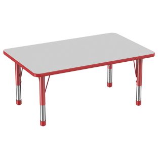 30 x 48 Rectangle Activity Table with Adjustable Chunky Legs Color Gray Top with Red Edge by Factory Direct Partners