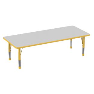 30 x 72 Rectangle Activity Table with Adjustable Chunky Legs Color Gray Top with Yellow Edge by Factory Direct Partners