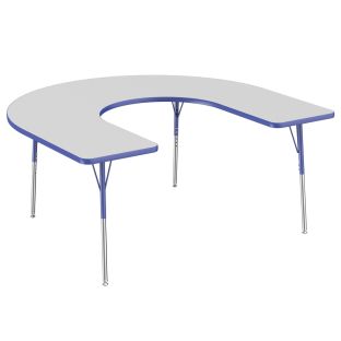 60" x 66" Horseshoe Activity Table with Adjustable Swivel Glide Legs