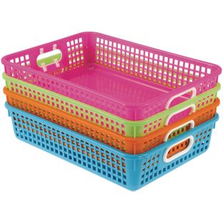 Cesto Porta Libri In Plastica Really Good Stuff – Rettangolare Grande 33x25x13 Cm, Colore Verde Neon, Per Aula E Organizzazione Casa