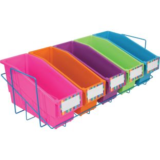 Store More® Durable Book And Binder Holder With Stabilizer Wing And Storage Rack - 5-Pack, Neon Store More® Durable Book And Binder Holder With Stabilizer Wing And Storage Rack - 5-Pack, Neon