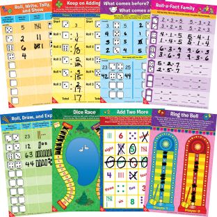 Math Mats Dice Games – 12 Mats