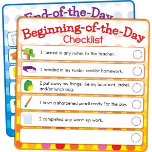 Beginning-And End-Of-The-Day Checklists Kit - 12 cards, 12 sleeves Beginning-And End-Of-The-Day Checklists Kit - 12 cards, 12 sleeves