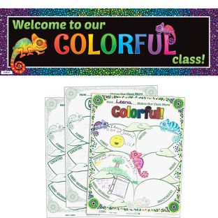 Ready-To-Decorate® Chameleon Bulletin Board Kit - 1 banner, 24 posters Ready-To-Decorate® Chameleon Bulletin Board Kit - 1 banner, 24 posters