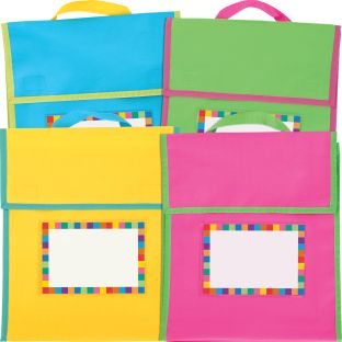 Store More® Medium Book Pouches And Labels - Neon Colors - Set Of 12