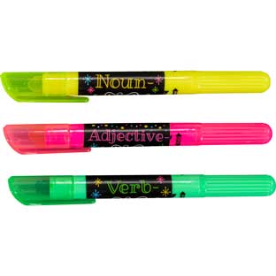 Parts Of Speech Stickers And Highlighters Kit – Primary - 36 stickers, 18 highlighters Parts Of Speech Stickers And Highlighters Kit – Primary - 36 stickers, 18 highlighters