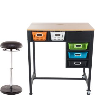 Standing Workstation With Teacher Kore Chair And Neon Pop Baskets - 1 station, 1 chair, 5 baskets Standing Workstation With Teacher Kore Chair And Neon Pop Baskets - 1 station, 1 chair, 5 baskets