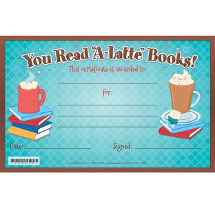 Warm Up To A Good Book You Read 'A-Latte' Certificates - 36 certificates Warm Up To A Good Book You Read 'A-Latte' Certificates - 36 certificates