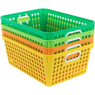 Really Good Stuff Large Plastic Desktop Storage Baskets 13 by 10 by 5 Single Basket Available in 7 DifferentColors Great for Your Home Storage or Clas