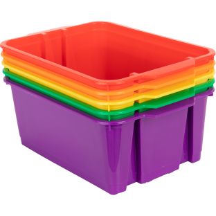 Classroom Stacking Bins – 5 Group Colors – Set Of 5