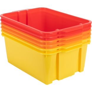 Classroom Stacking Bins – 3 Group Colors – Set Of 6