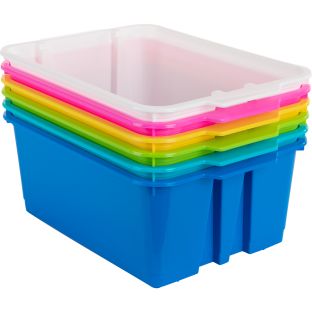 Classroom Stacking Bins - 12-Pack Rainbow