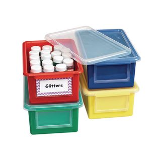 Set of 4 Easy-Label Teaching Totes with Lids - Clear