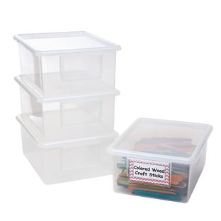 Set of 4 Easy-Label Teaching Totes with Lids - Clear