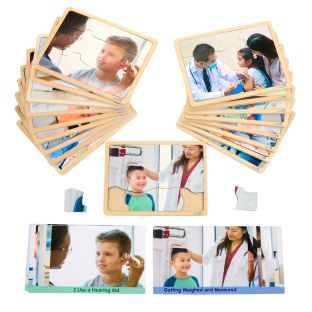 Excellerations® Disabilities and Doctor Puzzles - Set of 18 Wooden Puzzles