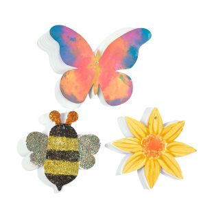 Colorations® Decorate Your Own Summer Shapes Craft Kit – Flowers, Bees and Butterflies (Set of 72)