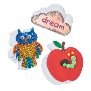 Colorations® Decorate Your Own Back-to-School Paper Shapes Kit – Owls, Clouds and Apples (Set of 72)