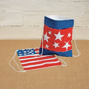 Colorations® 4th of July USA Drawstring Backpack Craft Kit – Makes 12 Crafts