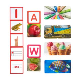 Excellerations® EduView™ Familiar Objects, Alphabet, and Number Acrylic Picture Tiles - Set of 154
