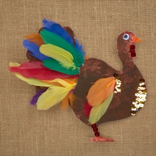 Colorations® Thanksgiving Feathered Turkey Craft Kit – Makes 24 Crafts
